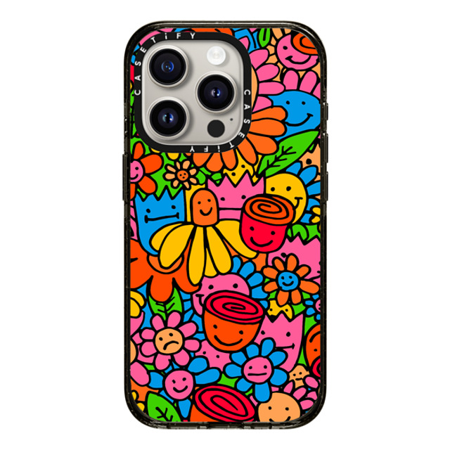 Matthew Langille x CASETiFY iPhone 15 Pro ケース ブラック インパクトケース MagSafe対応 Flowers by Matthew Langille