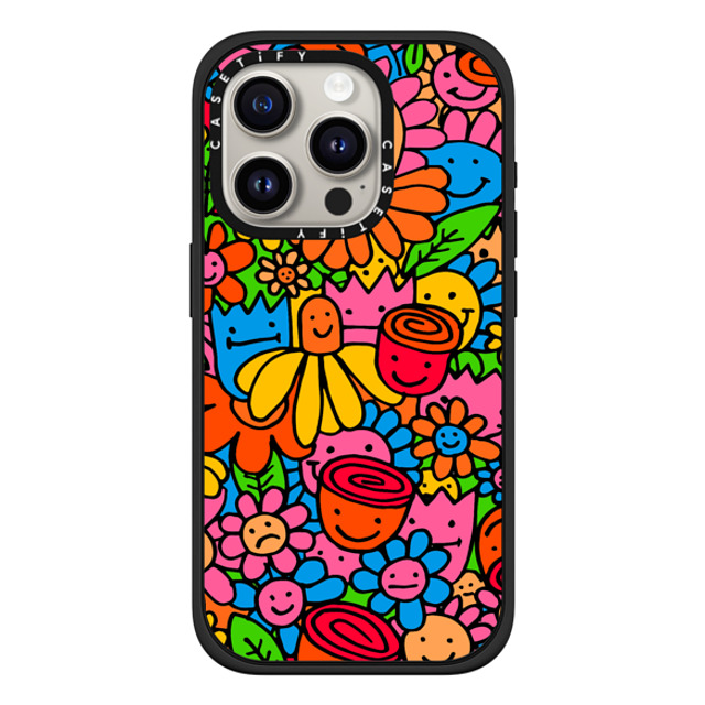 Matthew Langille x CASETiFY iPhone 15 Pro ケース マットブラック インパクトケース MagSafe対応 Flowers by Matthew Langille