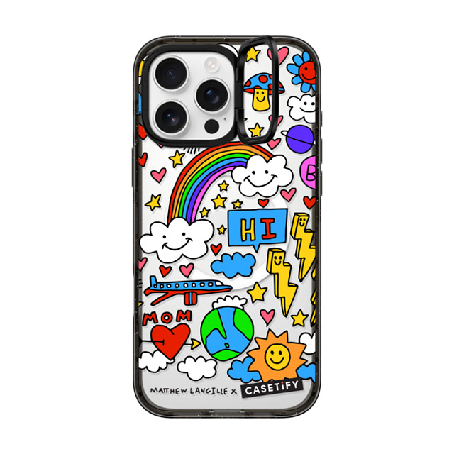 Matthew Langille x CASETiFY iPhone 16 Pro Max ケース ブラック インパクトリングスタンドケース MagSafe対応 Hi! by Matthew Langille