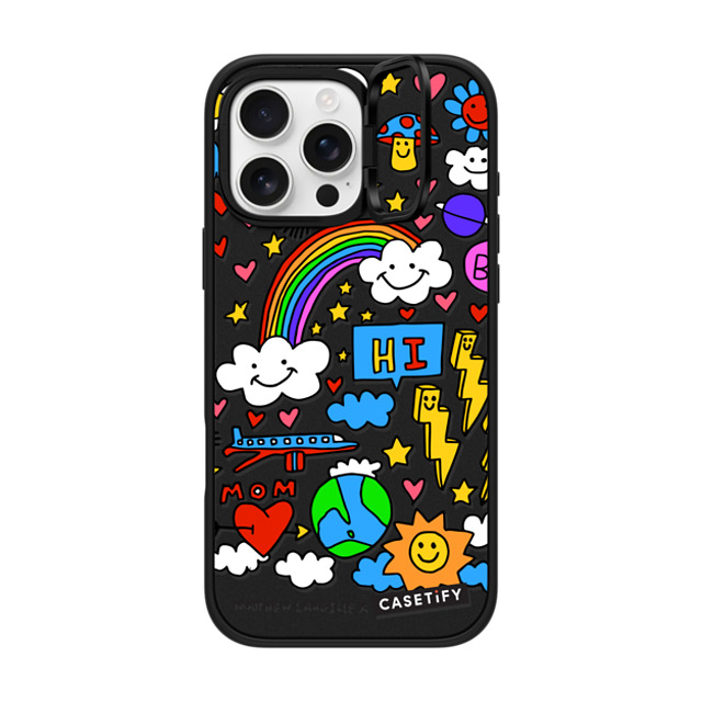 Matthew Langille x CASETiFY iPhone 16 Pro Max ケース マットブラック インパクトリングスタンドケース MagSafe対応 Hi! by Matthew Langille