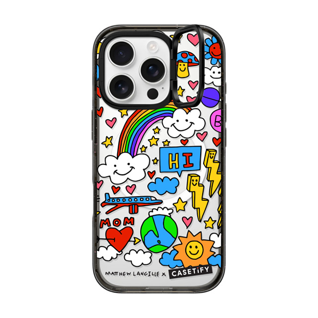 Matthew Langille x CASETiFY iPhone 16 Pro ケース ブラック インパクトリングスタンドケース MagSafe対応 Hi! by Matthew Langille