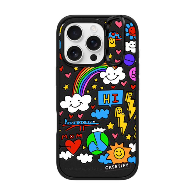 Matthew Langille x CASETiFY iPhone 16 Pro ケース マットブラック インパクトリングスタンドケース MagSafe対応 Hi! by Matthew Langille