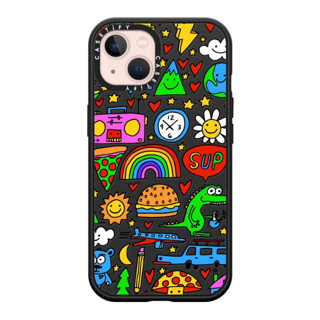 Matthew Langille x CASETiFY iPhone 13 ケース マットブラック インパクトケース MagSafe対応 DOODLES by Matthew Langille