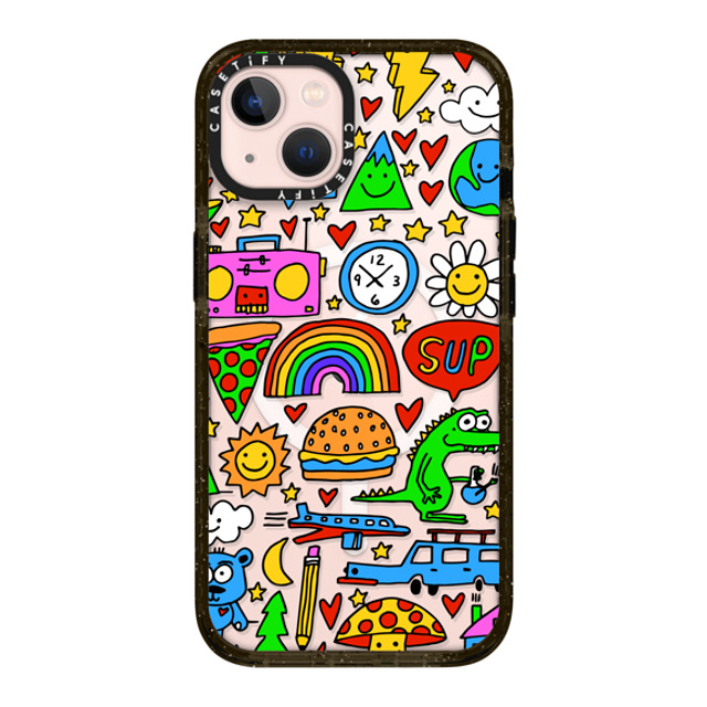 Matthew Langille x CASETiFY iPhone 13 ケース ブラック インパクトケース MagSafe対応 DOODLES by Matthew Langille