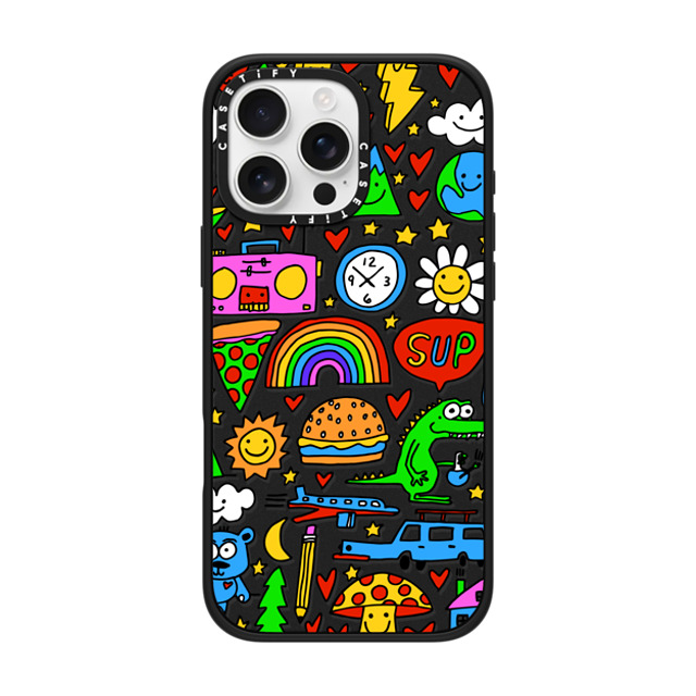 Matthew Langille x CASETiFY iPhone 16 Pro Max ケース マットブラック インパクトケース MagSafe対応 DOODLES by Matthew Langille