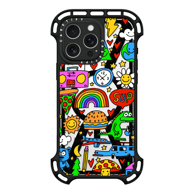 Matthew Langille x CASETiFY iPhone 16 Pro Max ケース ブラック ウルトラ バウンスケース MagSafe対応 DOODLES by Matthew Langille