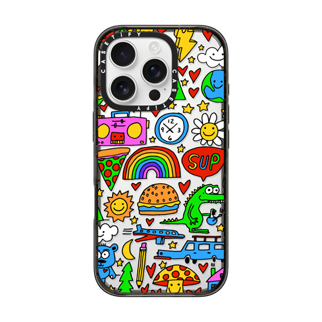 Matthew Langille x CASETiFY iPhone 16 Pro ケース ブラック インパクトケース DOODLES by Matthew Langille