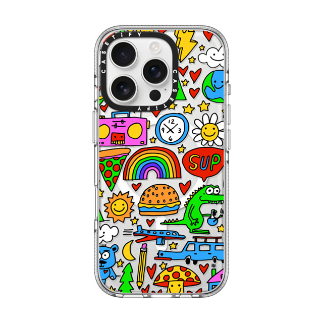 Matthew Langille x CASETiFY iPhone 16 Pro ケース クリア クリア ケース MagSafe対応 DOODLES by Matthew Langille