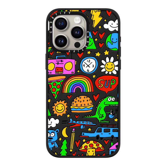 Matthew Langille x CASETiFY iPhone 15 Pro Max ケース マットブラック インパクトケース MagSafe対応 DOODLES by Matthew Langille