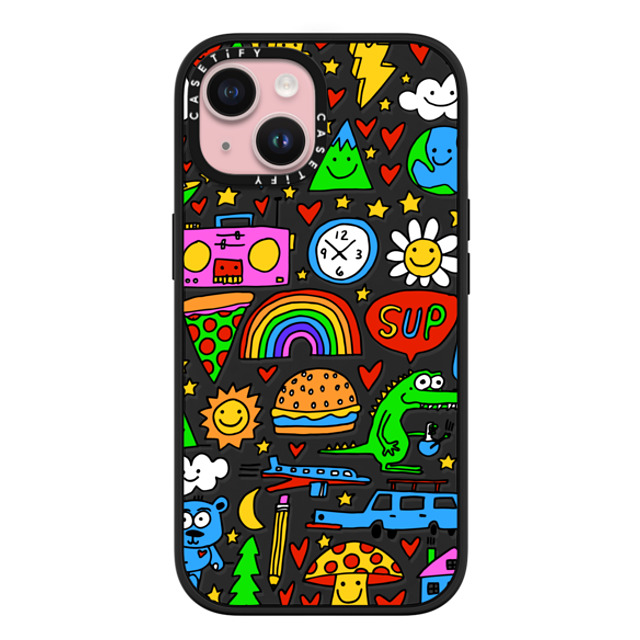 Matthew Langille x CASETiFY iPhone 15 ケース マットブラック インパクトケース MagSafe対応 DOODLES by Matthew Langille