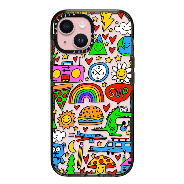 Matthew Langille x CASETiFY iPhone 15 ケース ブラック インパクトケース DOODLES by Matthew Langille