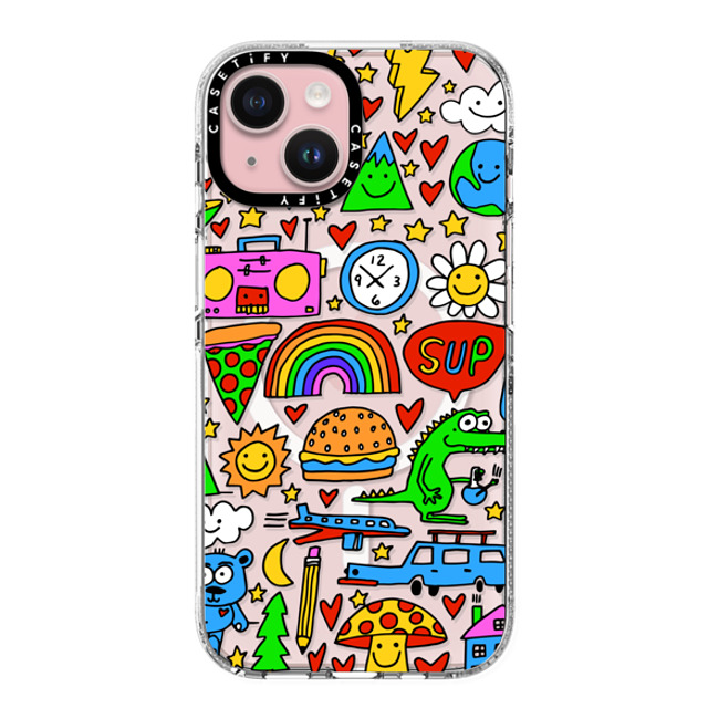 Matthew Langille x CASETiFY iPhone 15 ケース クリア クリア ケース MagSafe対応 DOODLES by Matthew Langille