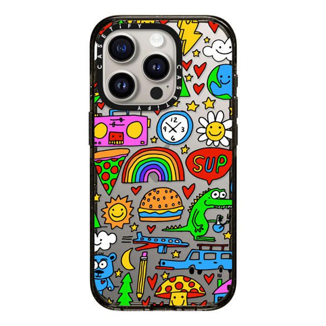 Matthew Langille x CASETiFY iPhone 15 Pro ケース ブラック インパクトケース DOODLES by Matthew Langille