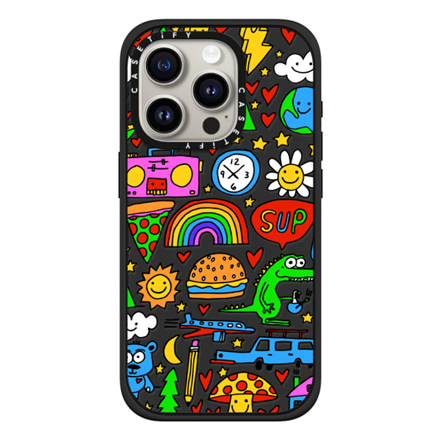 Matthew Langille x CASETiFY iPhone 15 Pro ケース マットブラック インパクトケース MagSafe対応 DOODLES by Matthew Langille