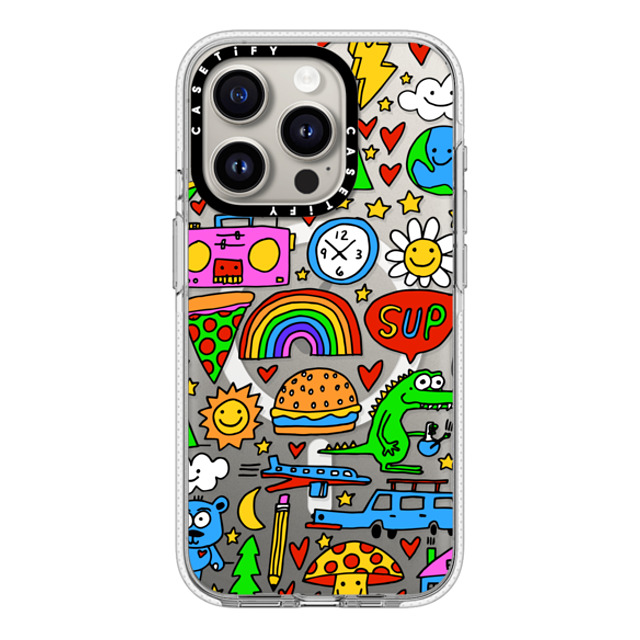 Matthew Langille x CASETiFY iPhone 15 Pro ケース クリア クリア ケース MagSafe対応 DOODLES by Matthew Langille