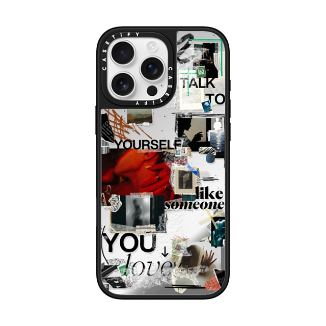 Malavika Natesh x CASETiFY iPhone 16 Pro Max ケース Silver on Black ミラーケース MagSafe対応 Real Talk By Malavika Natesh