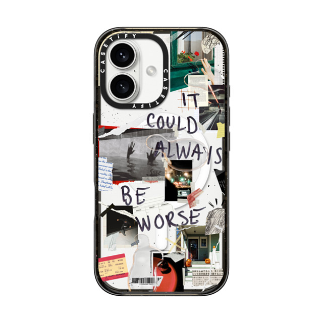 Malavika Natesh x CASETiFY iPhone 16 ケース ブラック インパクトケース MagSafe対応 Grateful By Malavika Natesh