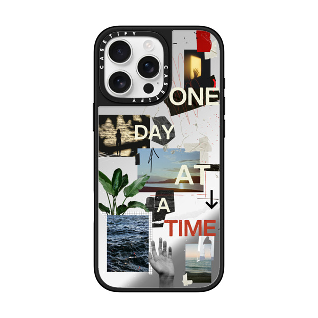 Malavika Natesh x CASETiFY iPhone 16 Pro Max ケース Silver on Black ミラーケース MagSafe対応 One Day At A Time By Malavika Natesh