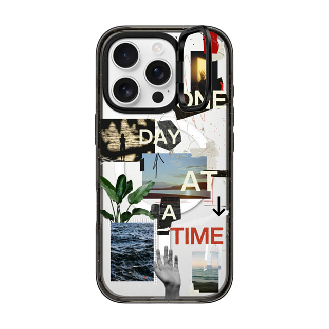 Malavika Natesh x CASETiFY iPhone 16 Pro ケース ブラック インパクトリングスタンドケース MagSafe対応 One Day At A Time By Malavika Natesh