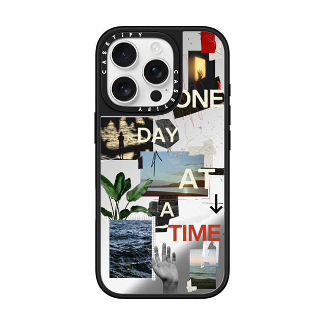 Malavika Natesh x CASETiFY iPhone 16 Pro ケース Silver on Black ミラーケース MagSafe対応 One Day At A Time By Malavika Natesh