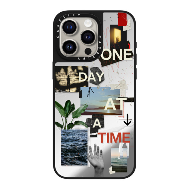 Malavika Natesh x CASETiFY iPhone 15 Pro Max ケース Silver on Black ミラーケース MagSafe対応 One Day At A Time By Malavika Natesh