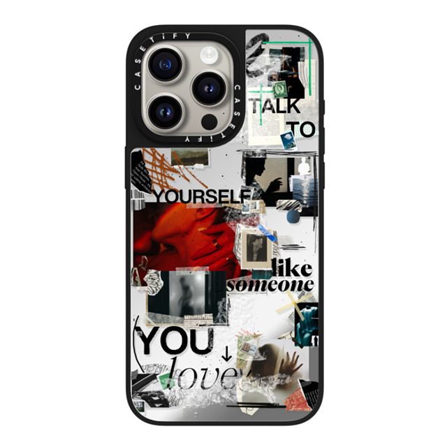 Malavika Natesh x CASETiFY iPhone 15 Pro Max ケース Silver on Black ミラーケース MagSafe対応 Real Talk By Malavika Natesh