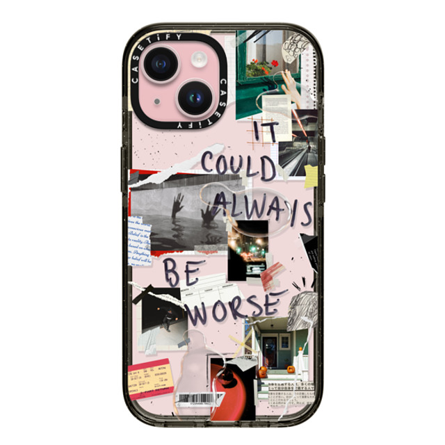 Malavika Natesh x CASETiFY iPhone 15 ケース ブラック インパクトケース Grateful By Malavika Natesh