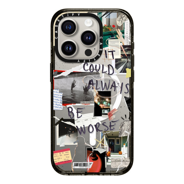 Malavika Natesh x CASETiFY iPhone 15 Pro ケース ブラック インパクトケース MagSafe対応 Grateful By Malavika Natesh