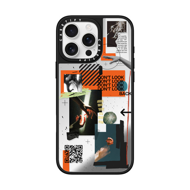 Malavika Natesh x CASETiFY iPhone 16 Pro Max ケース Silver on Black ミラーケース MagSafe対応 Don't Look Back By Malavika Natesh