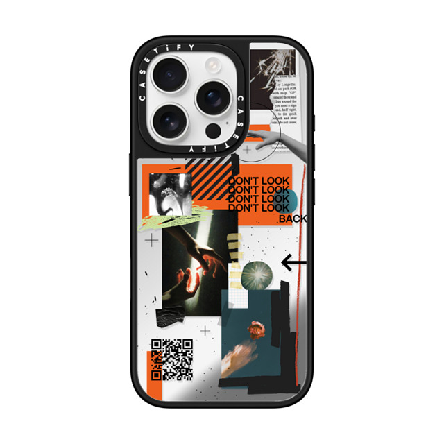 Malavika Natesh x CASETiFY iPhone 16 Pro ケース Silver on Black ミラーケース MagSafe対応 Don't Look Back By Malavika Natesh