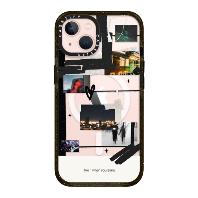 Malavika Natesh x CASETiFY iPhone 13 ケース ブラック インパクトケース MagSafe対応 I Like It When You Smile By Malavika Natesh