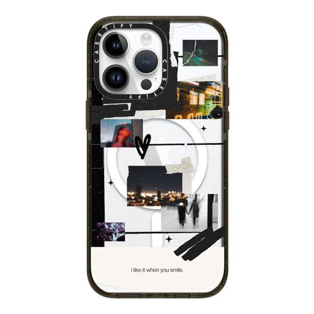 Malavika Natesh x CASETiFY iPhone 14 Pro Max ケース ブラック インパクトケース MagSafe対応 I Like It When You Smile By Malavika Natesh