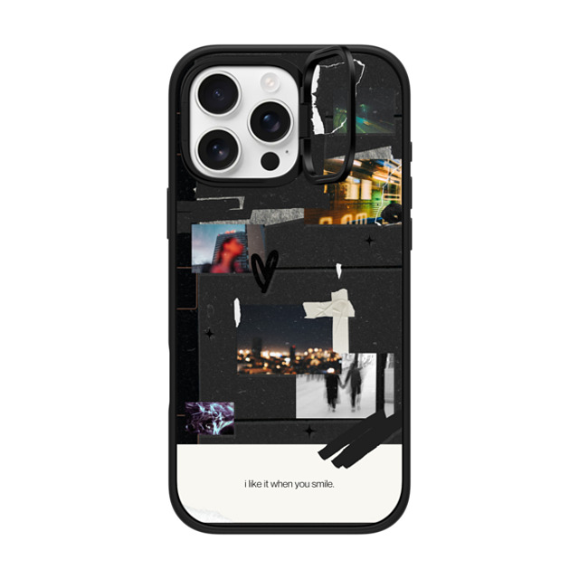 Malavika Natesh x CASETiFY iPhone 16 Pro Max ケース マットブラック インパクトリングスタンドケース MagSafe対応 I Like It When You Smile By Malavika Natesh