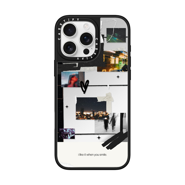 Malavika Natesh x CASETiFY iPhone 16 Pro Max ケース Silver on Black ミラーケース MagSafe対応 I Like It When You Smile By Malavika Natesh