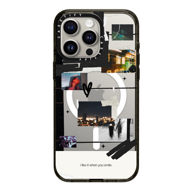 Malavika Natesh x CASETiFY iPhone 15 Pro Max ケース ブラック インパクトケース MagSafe対応 I Like It When You Smile By Malavika Natesh