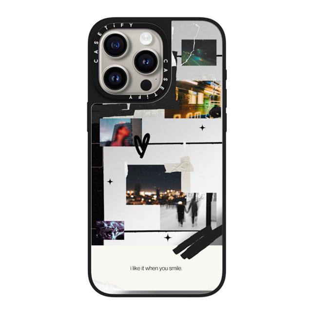 Malavika Natesh x CASETiFY iPhone 15 Pro Max ケース Silver on Black ミラーケース MagSafe対応 I Like It When You Smile By Malavika Natesh