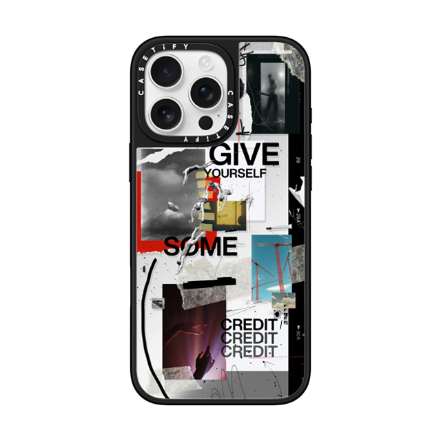 Malavika Natesh x CASETiFY iPhone 16 Pro Max ケース Silver on Black ミラーケース MagSafe対応 Give Yourself Some Credit By Malavika Natesh