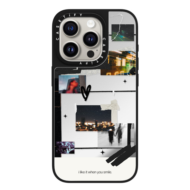 Malavika Natesh x CASETiFY iPhone 15 Pro Case Silver on Black ミラーケース MagSafe対応 I Like It When You Smile By Malavika Natesh Malavika Natesh x CASETiFY iPhone 15 Pro Case Silver on Black ミラーケース MagSafe対応 I Like It When You Smile By Malavika Natesh