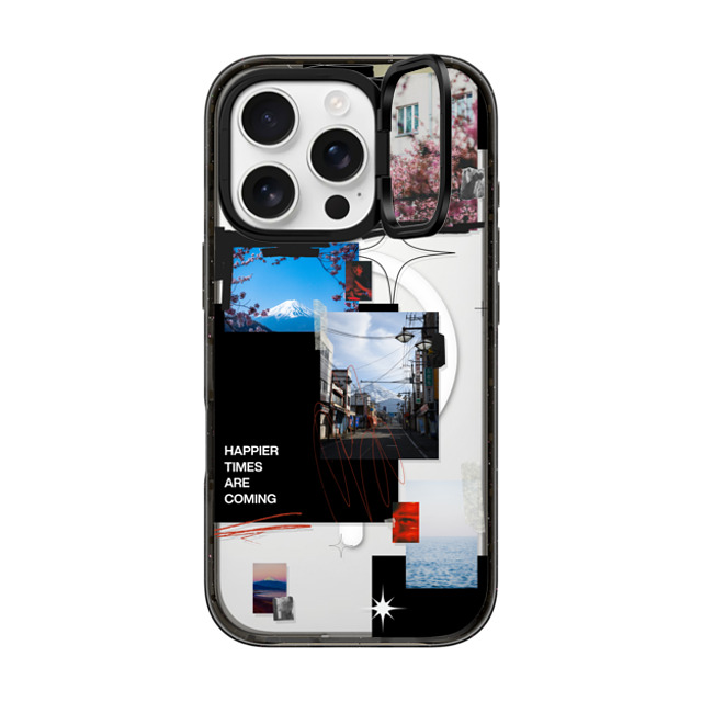 Malavika Natesh x CASETiFY iPhone 16 Pro ケース ブラック インパクトリングスタンドケース MagSafe対応 Happier Times Are Coming By Malavika Natesh