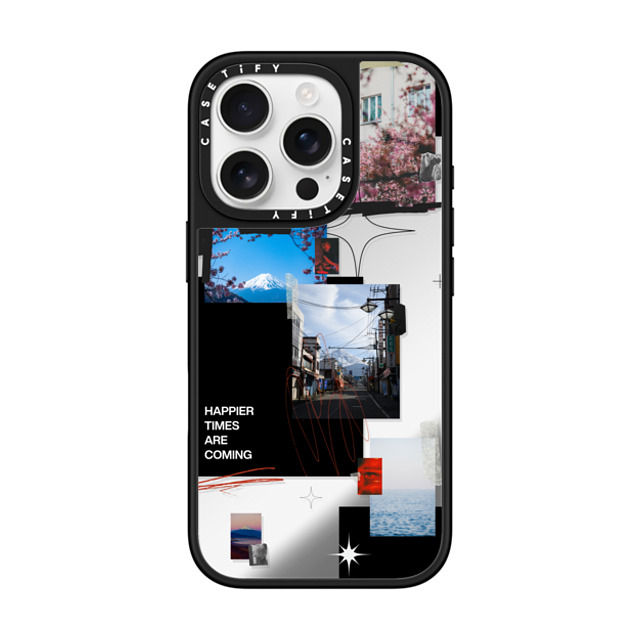 Malavika Natesh x CASETiFY iPhone 16 Pro ケース Silver on Black ミラーケース MagSafe対応 Happier Times Are Coming By Malavika Natesh