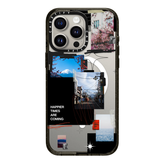 Malavika Natesh x CASETiFY iPhone 15 Pro Max ケース ブラック インパクトケース MagSafe対応 Happier Times Are Coming By Malavika Natesh