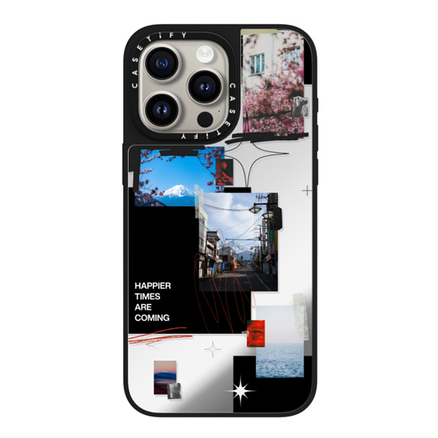 Malavika Natesh x CASETiFY iPhone 15 Pro Max ケース Silver on Black ミラーケース MagSafe対応 Happier Times Are Coming By Malavika Natesh