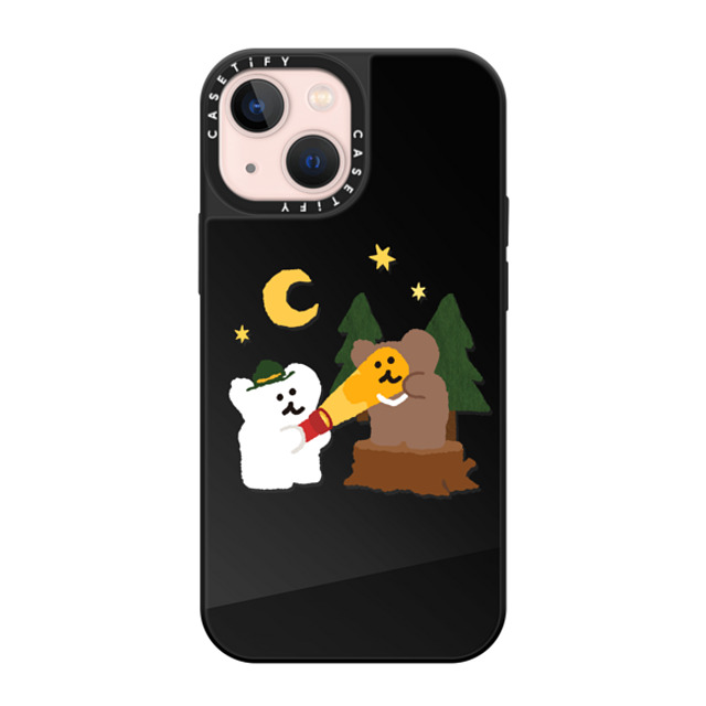 Dinotaeng x CASETiFY iPhone 13 Mini ケース Black on Black ミラーケース MagSafe対応 Bear in Area