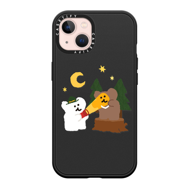 Dinotaeng x CASETiFY iPhone 13 ケース マットブラック インパクトケース MagSafe対応 Bear in Area