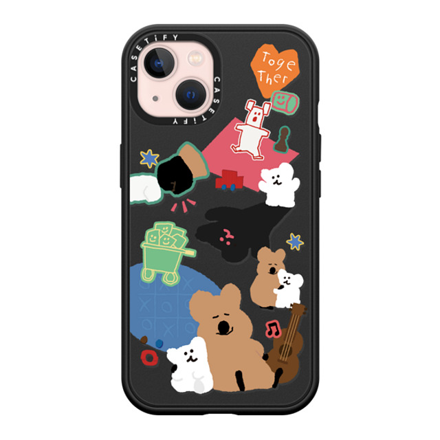 Dinotaeng x CASETiFY iPhone 13 ケース マットブラック インパクトケース MagSafe対応 Q & B Together