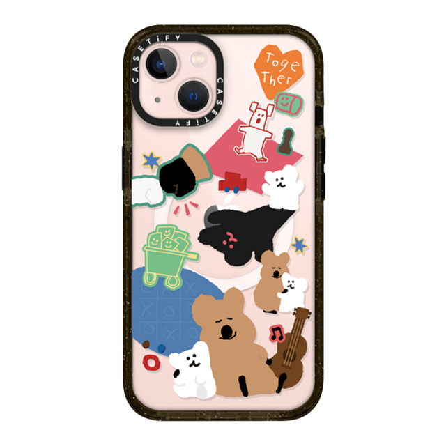 Dinotaeng x CASETiFY iPhone 13 ケース ブラック インパクトケース MagSafe対応 Q & B Together