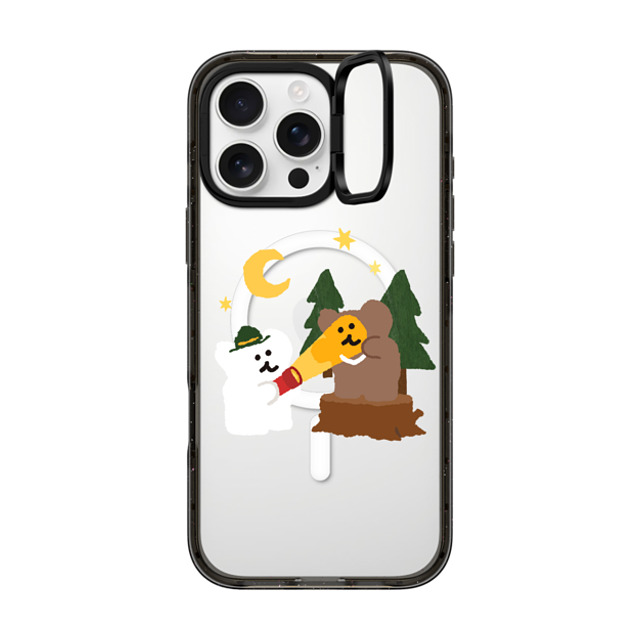 Dinotaeng x CASETiFY iPhone 16 Pro Max ケース ブラック インパクトリングスタンドケース MagSafe対応 Bear in Area