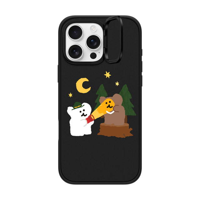 Dinotaeng x CASETiFY iPhone 16 Pro Max ケース マットブラック インパクトリングスタンドケース MagSafe対応 Bear in Area