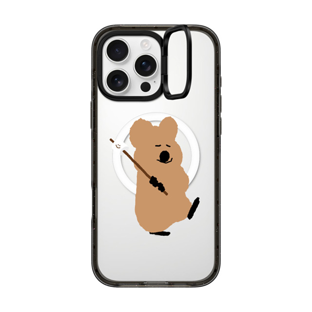 Dinotaeng x CASETiFY iPhone 16 Pro Max ケース ブラック インパクトリングスタンドケース MagSafe対応 Walking Quokka