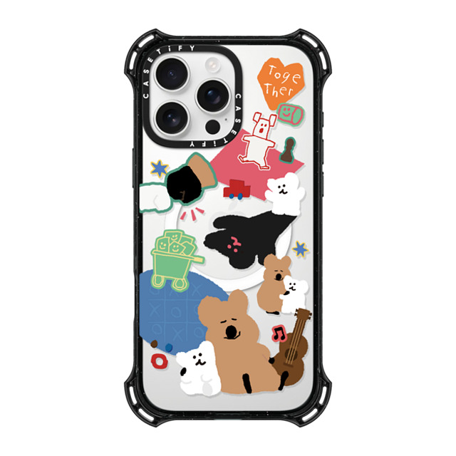 Dinotaeng x CASETiFY iPhone 16 Pro Max ケース ブラック バウンスケース Q & B Together